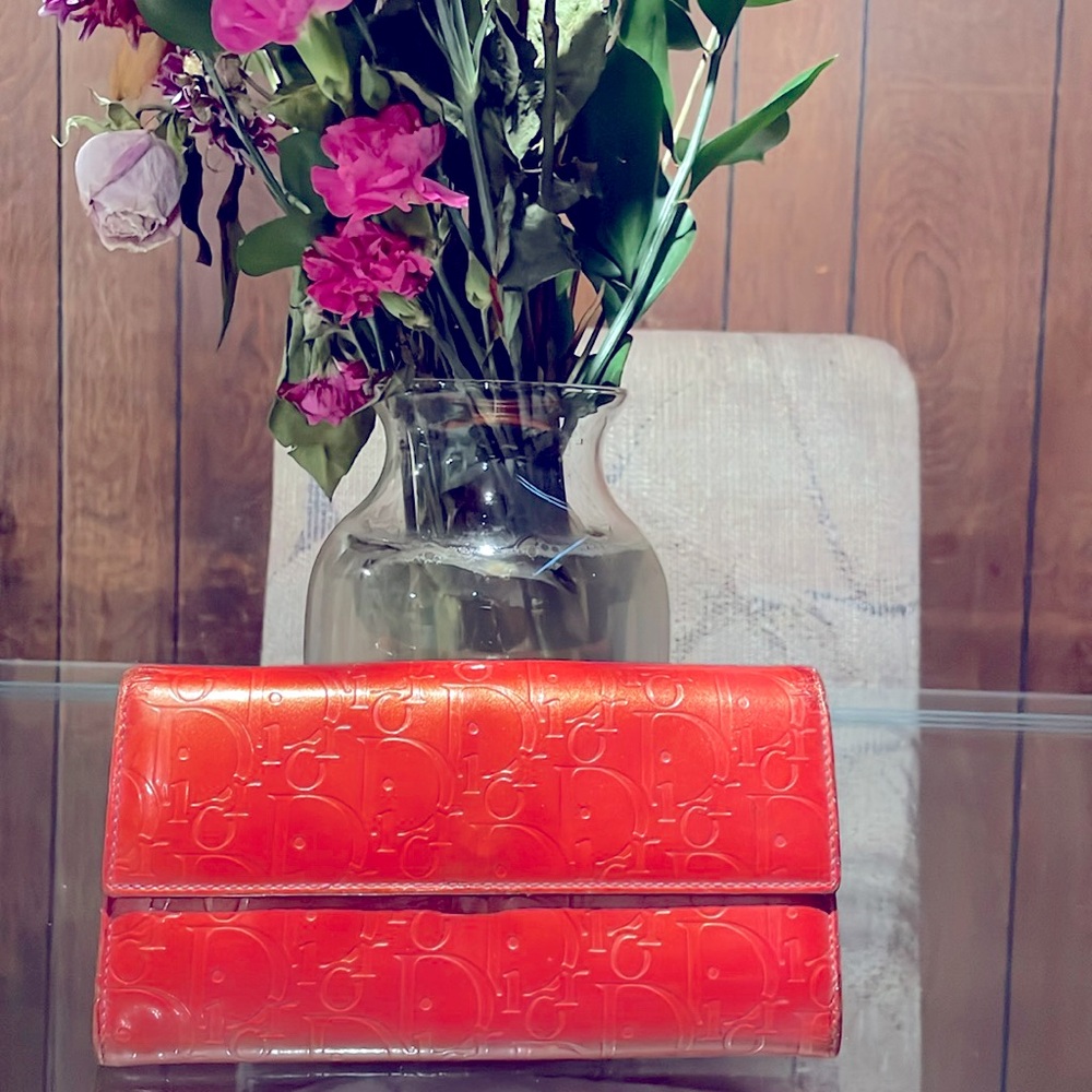 Authentic Orange Christian Dior Wallet